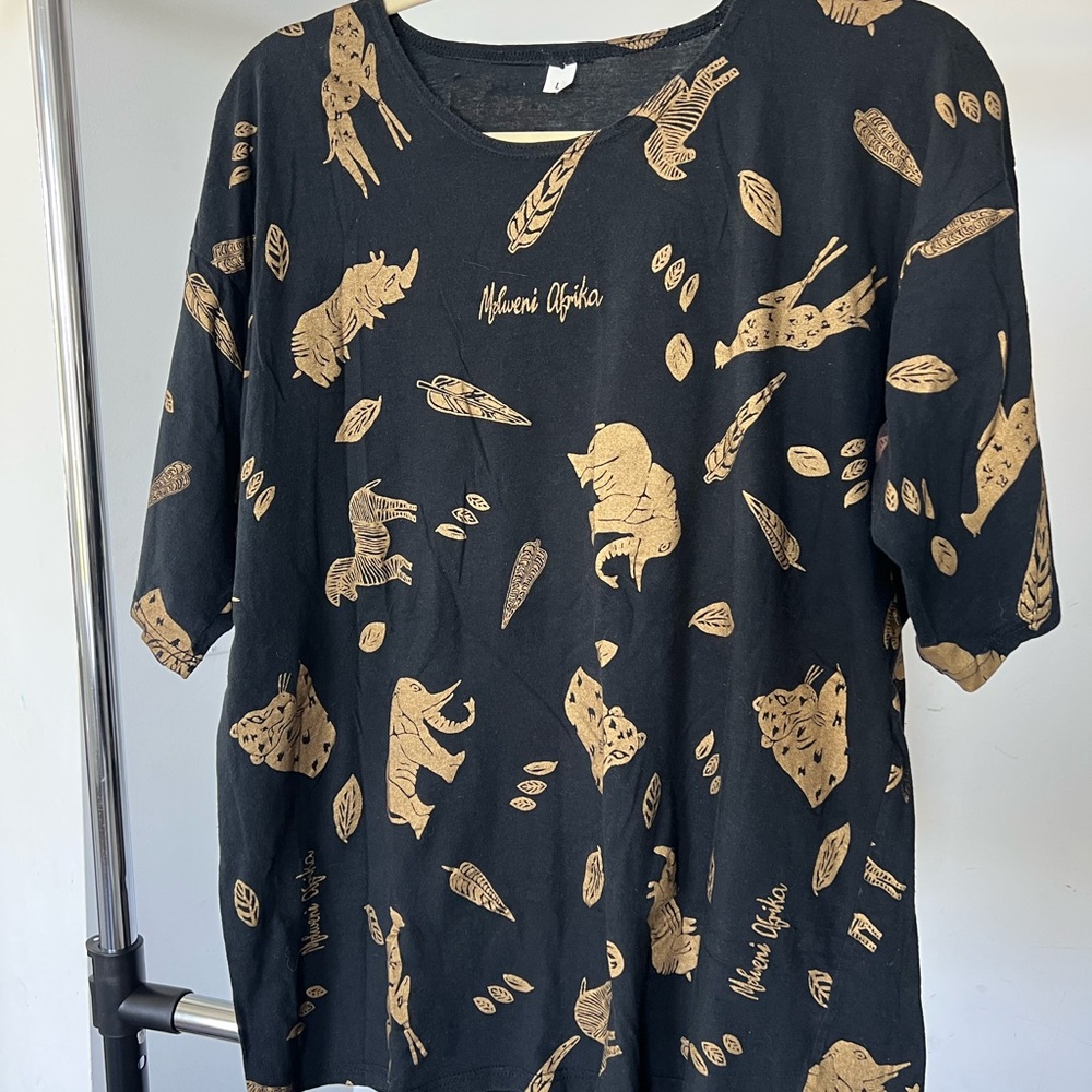 Black and Gold Graphic Women's Blouse